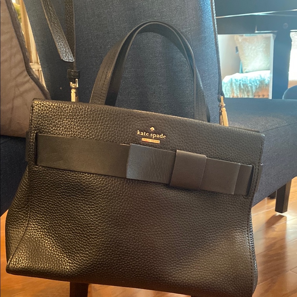 Kate Spade Black Textured Bow Handbag